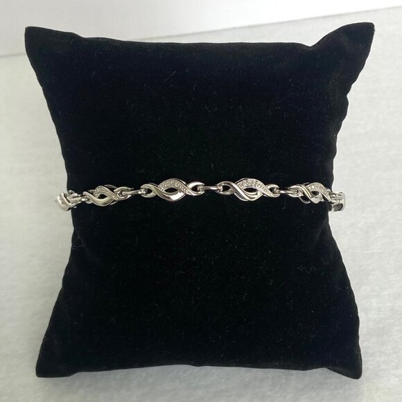 Kay Jewelers Sterling Silver 925 JWBR Infinity Link Diamond Tennis Bracelet FLAW - Picture 13 of 16